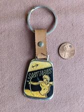 Vintage Sagittarius ZODIAC Astrological Sign Keyring Fob Leather picture