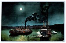 c1910's Steamers Bailey Gatzert And Dalles Moon Night View Antique Postcard picture