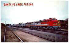 Railroad Train Santa Fe at Fresno Transcontinental Train Vintage Postcard picture