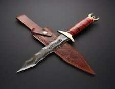 BEAUTIFUL CUSTOM HANDMADE 15 INCHES DAMASCUS STEEL HUNTING DAGGER WITH SHEATH picture