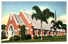 St. Paul's United Lutheran Church Tampa Florida FL N. Central Ave Linen Postcard picture