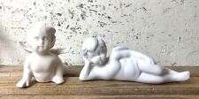 2pc Vintage Small Ceramic Cherub Angels Figurines picture