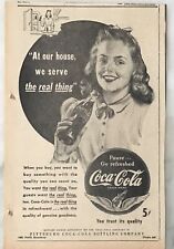 1942 newspaper ad for Coca-Cola - At our house we serve the real thing picture
