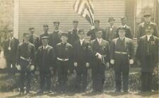 Circa 1910 Men Uniform flag sword Patriotic RPPC Photo Postcard 20-5541 picture
