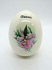 Vintage Large Ceramic Iridescent Floral Souvenir Egg - Hawaii picture