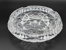 Vintage Clear Cut Glass Crystal Ashtray- Round- Mid Century Heavy-  picture