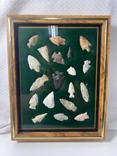 Vintage Arrowheads Collection Central Illinois Indigenous Artifact Frame Display picture