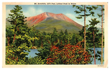 Vintage Postcard Mount Katahdin Loftiest Peak Maine Posted Linen picture