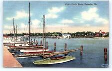 DUNEDIN, FL Florida ~ YACHT BASIN Scene SAILBOATS c1940s Linen Postcard picture