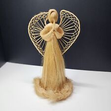 Vintage Handmade Folk Art Straw Angel Doll Figure Display 10'' with Wings picture