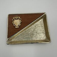 Vintage Gold & Wood Grain Valet Or Coin Tray picture