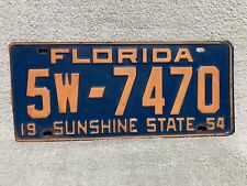 Vintage 1954 FLORIDA License Plate Tag Collect SUNSHINE STATE Original Man Cave picture