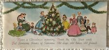 Unused Christmas Victorian Decorate Tree Presents Vtg Greeting Card 1950s 1960s picture
