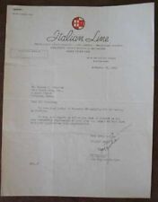 ITALIAN LINE Letter to Agency Declining Appointment picture