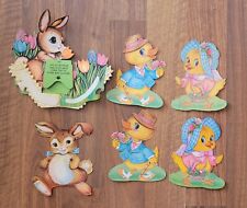 Vintage Beistle Easter Bunny W/Eggs Centerpiece + Die Cut Out Easter Decor Lot picture
