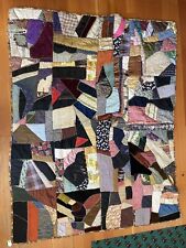 Antique Crazy Quilt 57 x 71 inches. Handmade Patchwork With Embroidered Details. picture