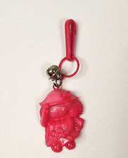 Vintage 1980s Plastic Bell Charm Girl Doll With Hat For 80s Necklace picture