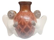 Vgt Juana Sosa Angel Handled Pottery Wall Pocket Vase Toro Mata Chulucanas Peru picture