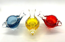 Set of 3 Studio Crystal Godinger Glass Birds Tea Light Votive Candle Holders picture