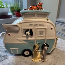 New Blue Sky Clayworks Happy Camper Pet Treat Jar By Heather Goldminc 2018 picture