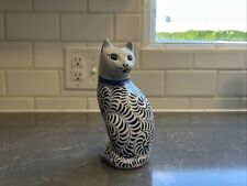 Indra Ceramic Porcelain Cat Hand Painted Figurine Blue & White Vintage ~ NICE picture