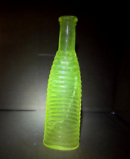 Vintage Ribbed Ring Pepper Sauce Clear Bottle, Has a Green Manganese Glow picture