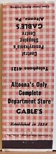 Gable's Department Store Altoona PA Pennsylvania Vintage Matchbook Cover picture