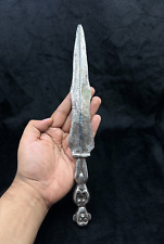 Amazing Ancient Roman Old Silver Plated With Patina Unique Dagger With Face picture