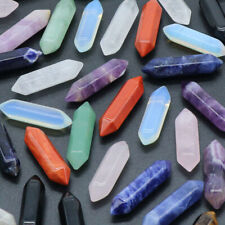 100pcs Natural Stone Hexagonal Pointed Pendant Healing Crystal Reiki No Hole picture