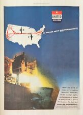 1945 United Air Lines Vintage Ad The main line airway goes where business is picture