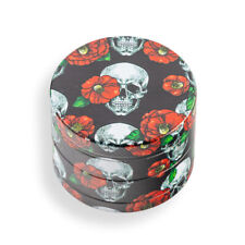4 Layer 55 mm Spice and Herb Grinder- Skulls W/ Pinkish Red Flowers picture