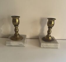 Pair Of Mounted Vtg Brass Candle Holders picture