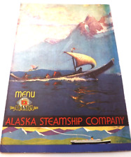 VINTAGE 1937 SS VICTORIA MENU ALASKA STEAMSHIP COMPANY LINE FLEET SCENES ON BACK picture