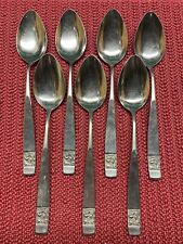 Lot Of 7 Oval Soup Table Spoons BLACK ROSE National Stainless picture