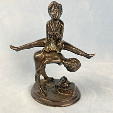 Vintage Bronze Statue Children Playing Leap Frog Metal Art ￼ Great Details￼ ￼ picture