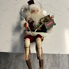 Artist Signed Numbered Lynn West 1995 18/180/95 Sitting Santa Elf W/toy Chest picture
