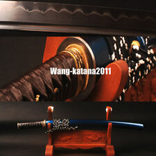 Wakizashi Clay Tempered Folded T10 Japanese Samurai Full-tang Functional Sword picture