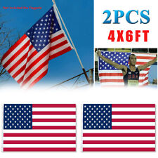 2PACK 4'x6' ft American Flag Stars Strips Brass Grommets USA US U.S. Yard Decor picture