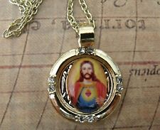 New Sacred Heart of Jesus Pendant Medal w 18 inch Goldplate chain picture