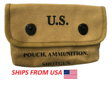 US WWII Canvas Shotgun Shell Ammunition Pouch Marked picture