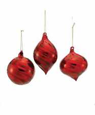 Red Ball Onion Finial Large Metallic Glass Ornament 4-6
