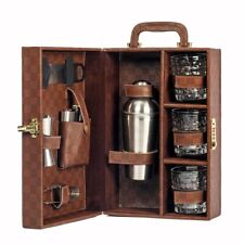 Portable Handy Leatherette finish Picnic/Travel Bar Set for Travel ( Brown ) picture
