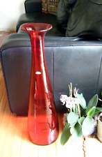 Vintage 60s Blenko 29” Ruby Red Art Glass Massive Floor Vase 6138 Wayne Husted picture