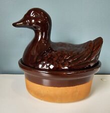 Vintage 16 Oz. Teracotta And Brown Glazed Duck Baking Dish picture