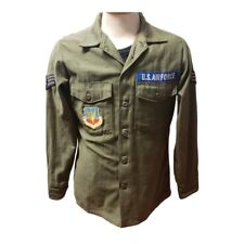U.S. Armed Force USAF OG-107 Cotton Shirt Sateen Class 1 W/Patches - 1970 picture
