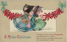 1915 Postcard Christmas Colonial Victorian Children Embossed 1915 Antique picture
