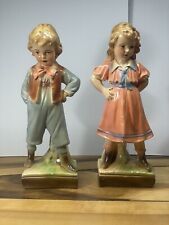 Very Rare Antique 19th Century Boy and Girl Chalkware Figurines / Statues  12