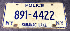 New York license plate SARANAC LAKE POLICE DEPT 891-4422 Adirondacks NY Patrol picture