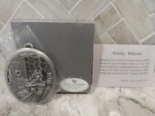 Vintage 1993 **Hampshire Authentic  Pewter Oval Ornament ** HOLIDAY WELCOME ** picture