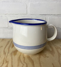 Vintage Rustic Farm Blue & White Ceramic DDR East Germany Pitcher picture